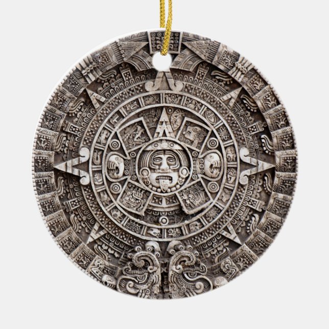 Mayan Calendar Ceramic Tree Decoration (Front)