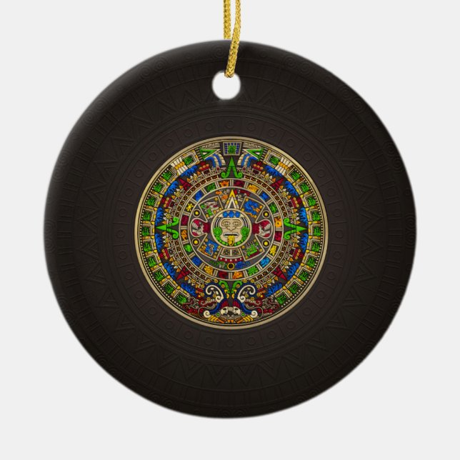 Mayan Calendar - colour Ceramic Ornament (Front)
