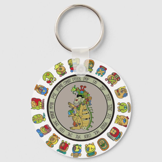 Mayan-calendar Death God Key Ring (Front)