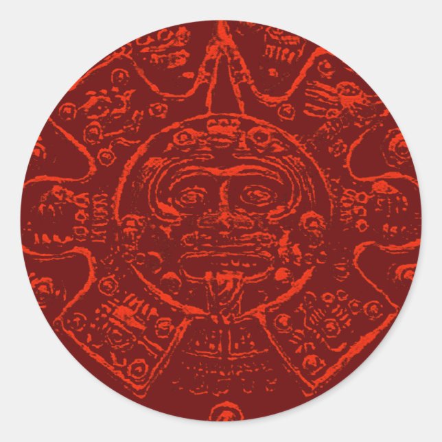 Mayan Calendar Image design Classic Round Sticker (Front)