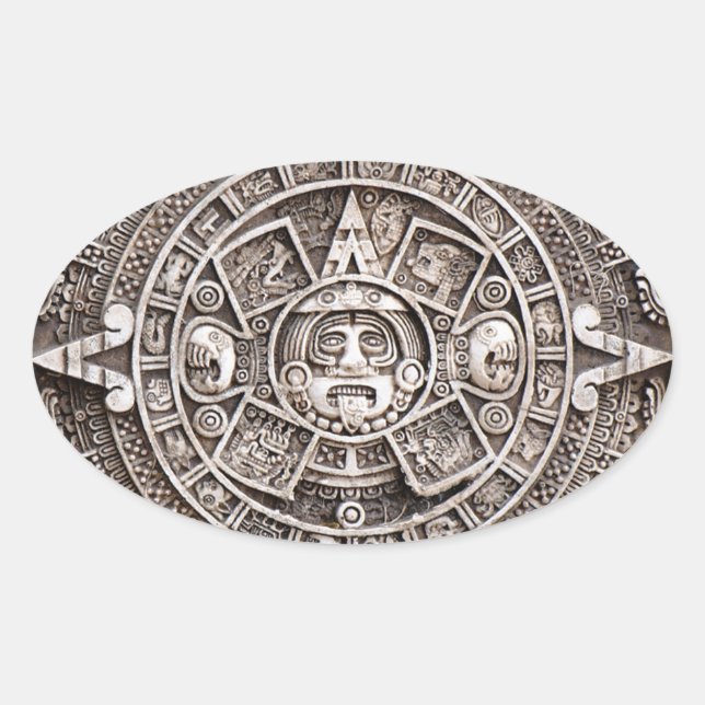 Mayan Calendar Oval Sticker (Front)
