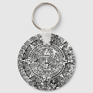 Mayan Calendar White Key Ring