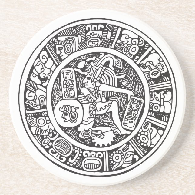 Mayan circle, Mexican hieroglyph(Maya) Coaster (Front)