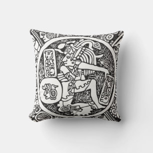 Mayan circle, Mexican hieroglyph(Maya) Cushion