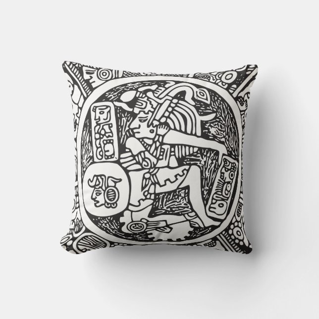 Mayan circle, Mexican hieroglyph(Maya) Cushion (Front)