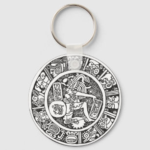 Mayan circle, Mexican hieroglyph(Maya) Key Ring