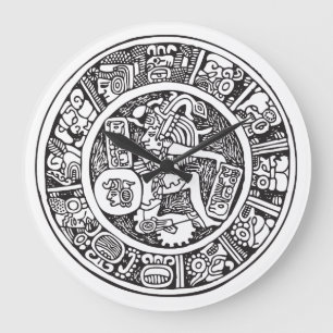 Mayan circle, Mexican hieroglyph(Maya) Large Clock