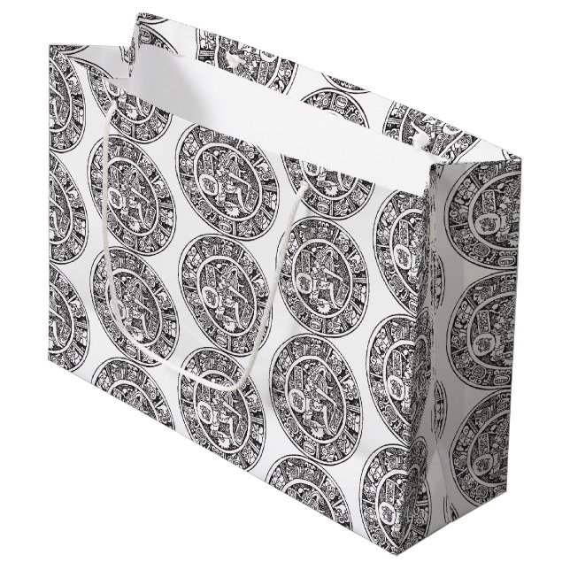 Mayan circle, Mexican hieroglyph (Maya) Large Gift Bag (Front Angled)