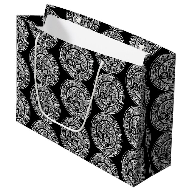 Mayan circle, Mexican hieroglyph (Maya) Large Gift Bag (Front Angled)