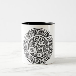 Mayan circle, Mexican hieroglyph(Maya) Two-Tone Coffee Mug