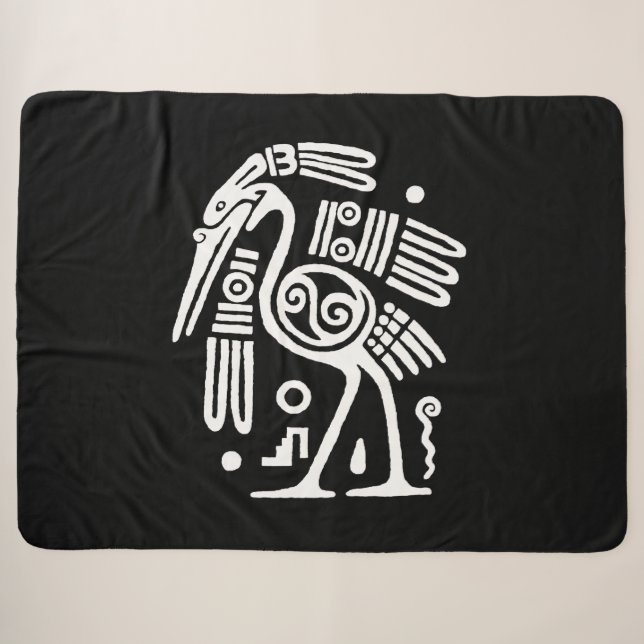 Mayan Crane Sherpa Blanket (Front (Horizontal))