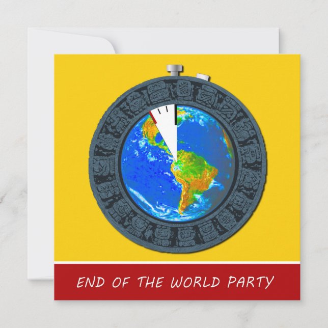 Mayan End of the World Stopwatch Party Invitation (Front)