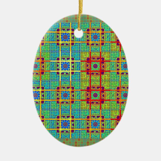 Mayan ethnic tribal pattern.jpg ceramic ornament (Front)