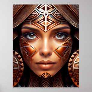 Mayan Flavoued Abstract Metallic Face Makeup Poster