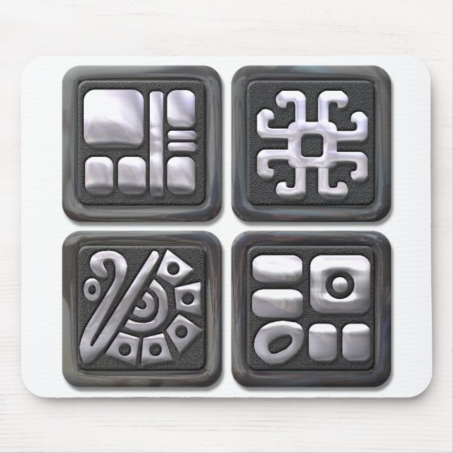 Mayan Glyphs-black and silver Mouse Pad (Front)