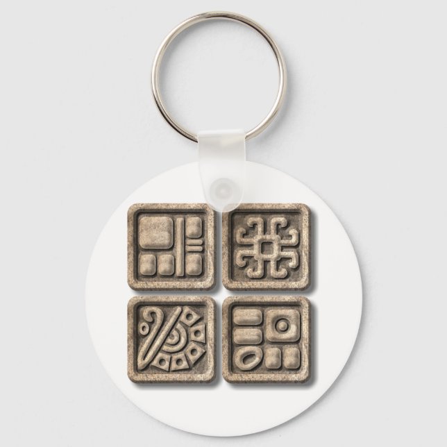 Mayan Glyphs-stone Key Ring (Front)