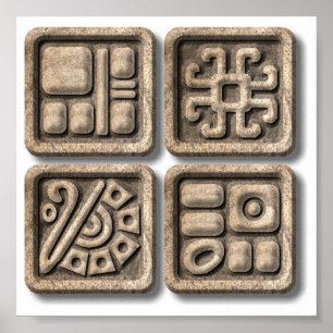 Mayan Glyphs-stone Poster