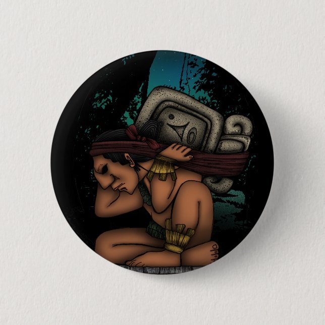Mayan God 6 Cm Round Badge (Front)