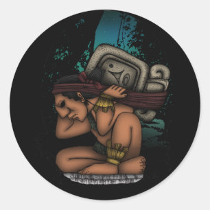Mayan God  Classic Round Sticker
