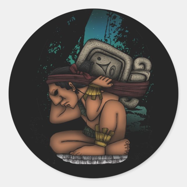 Mayan God  Classic Round Sticker (Front)