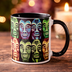 Mayan Inspired Tribal Faces Mug Bold Ethnic