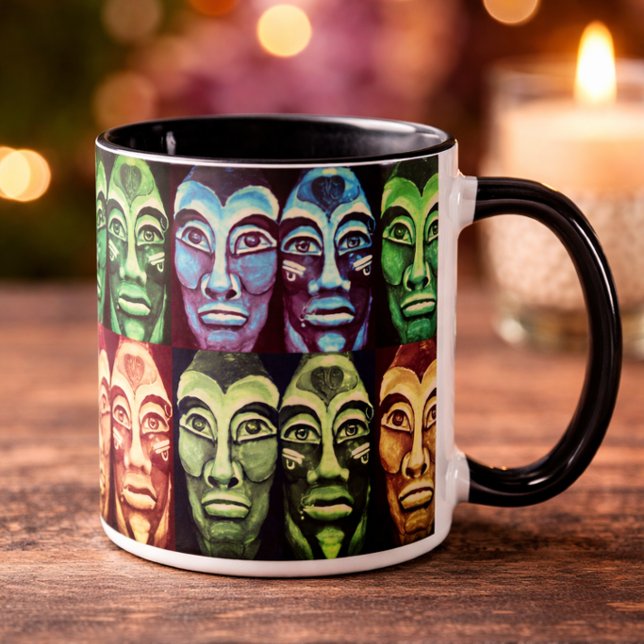 Mayan Inspired Tribal Faces Mug Bold Ethnic (Creator Uploaded)
