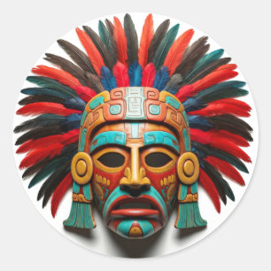 Mayan Mask Mexico Travel Classic Round Sticker