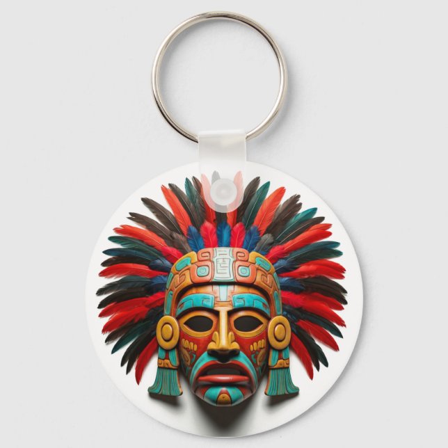 Mayan Mask Mexico Travel Key Ring (Front)