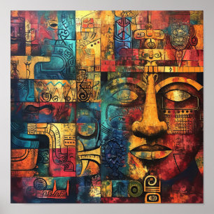 Mayan Matrix: Geometric Echoes Poster