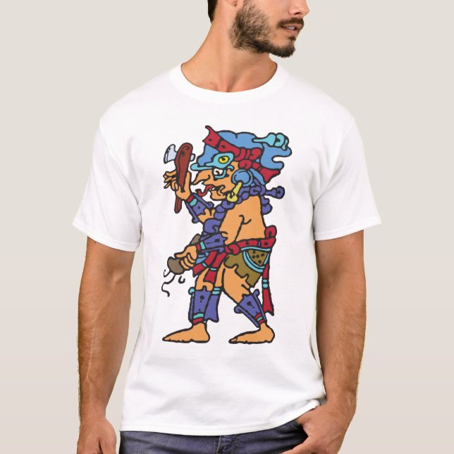 Mayan Rain God Coloured T-Shirt (Front)