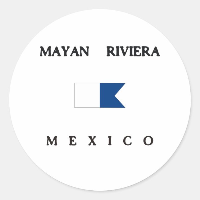 Mayan Riviera Mexico Alpha Dive Flag Classic Round Sticker (Front)