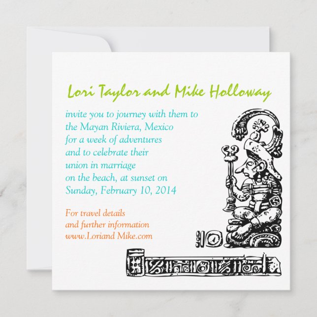 Mayan Riviera Mexico Beach Wedding Invitation (Front)