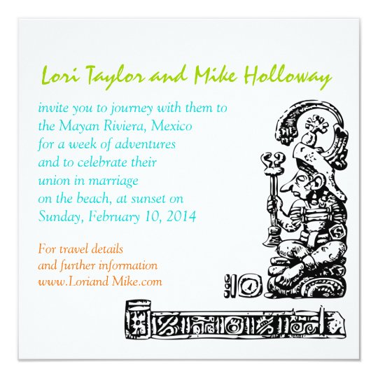 Mayan Riviera Mexico Beach Wedding Invitation