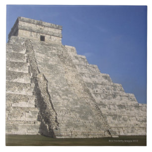 Mayan ruins at Chichen Itza, Kukulcans Pyramid Ceramic Tile