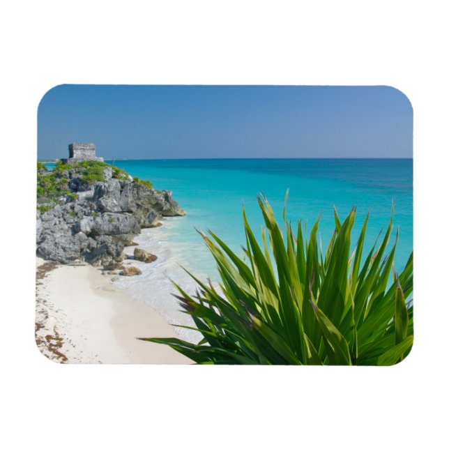 Mayan Ruins At The Beach In Tulum Magnet (Horizontal)