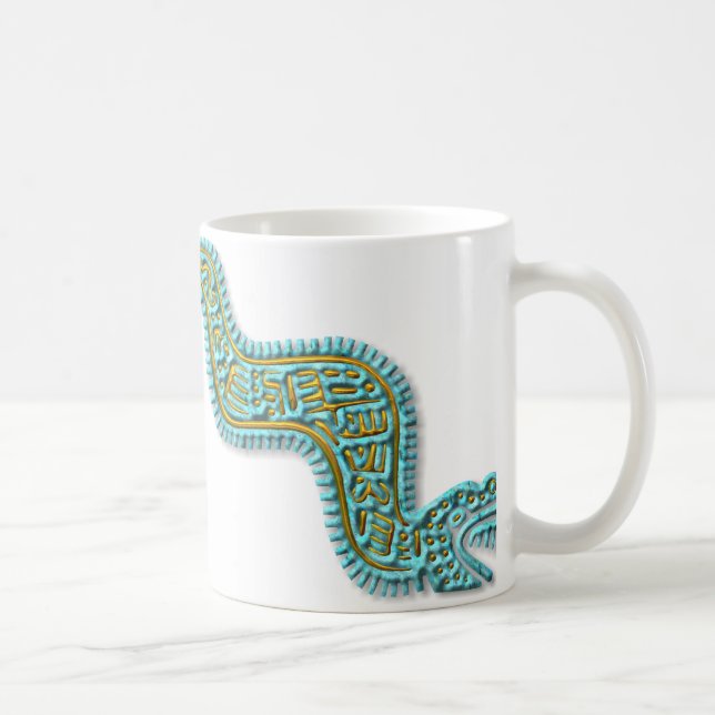 Mayan Serpent-turquoise and gold Coffee Mug (Right)
