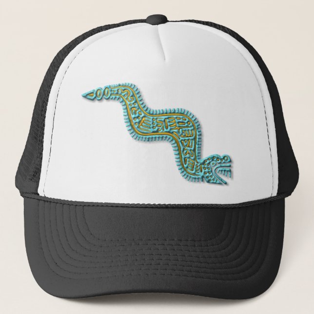 Mayan Serpent-turquoise and gold Trucker Hat (Front)