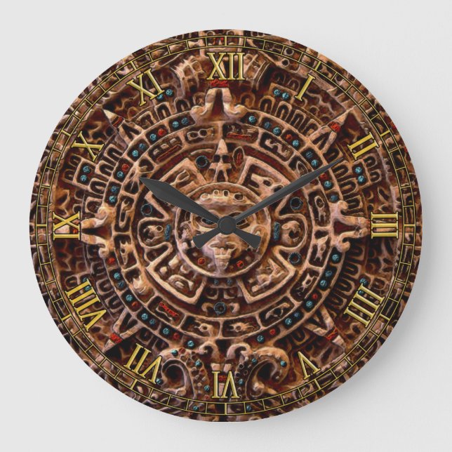Mayan Sun Calendar Aztec Mexico History Clock (Front)