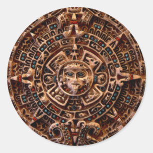 MAYAN Sun Calendar of Mexico Classic Round Sticker