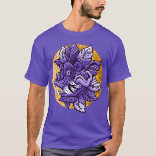 Mayan sun calender with lizard dragon of aztec Que T-Shirt
