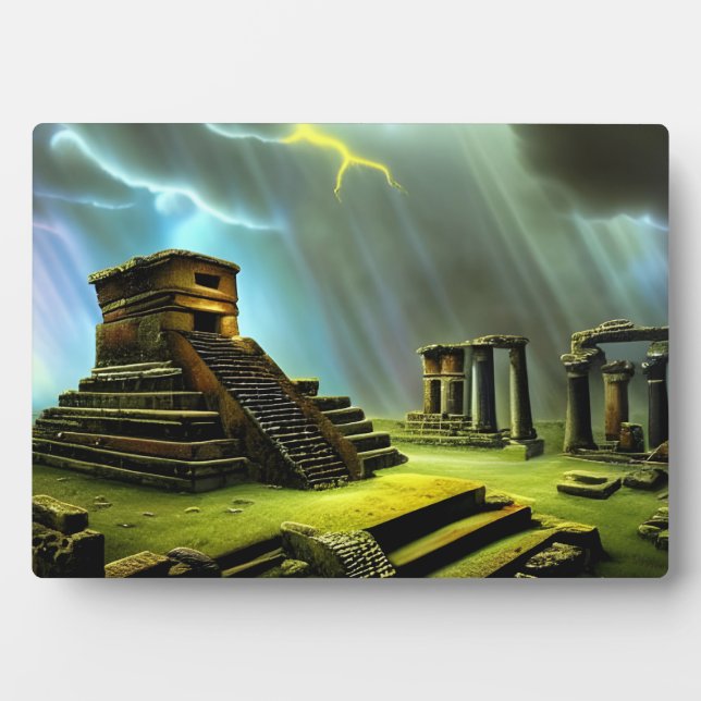 Mayan Temple Ruins Fantasy Art Tabletop Plaque (Front)