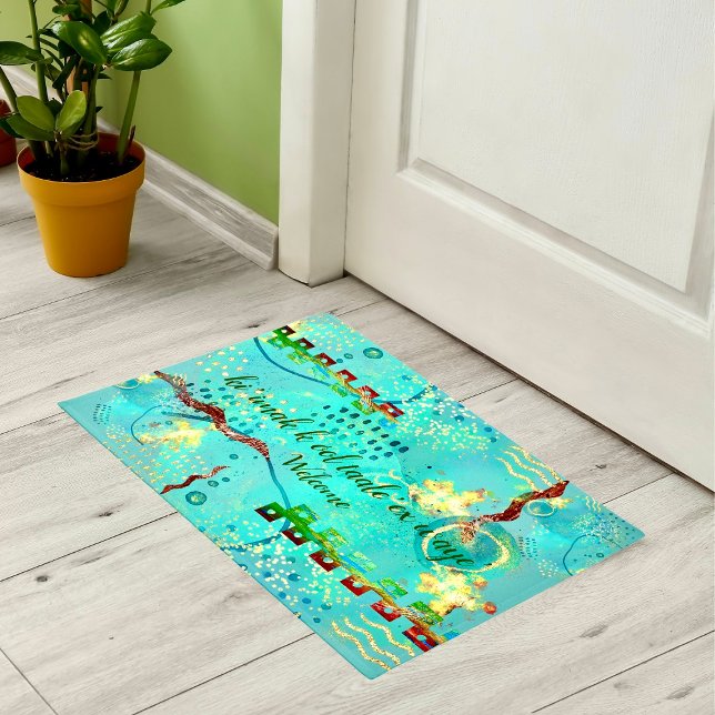 Mayan Turquoise & Golden Welcome Message Doormat (Creator Uploaded)