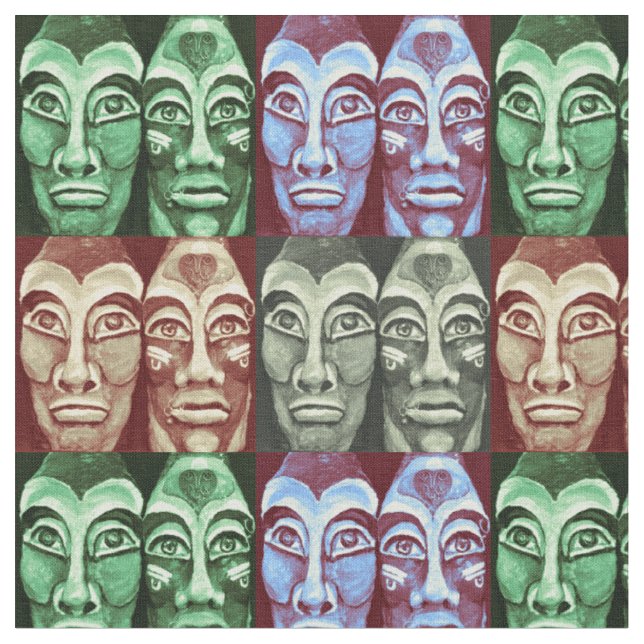 Mayan Warriors - Trendy Modern Avant-Garde Fabric (Close Up)