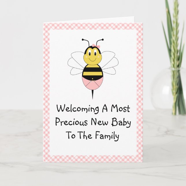 MayBee Bumble Bee Birth Announcement Greeting Card (Front)