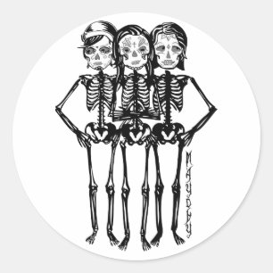 mayday : black and white classic round sticker
