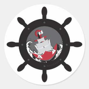 maydaze captain's helm classic round sticker