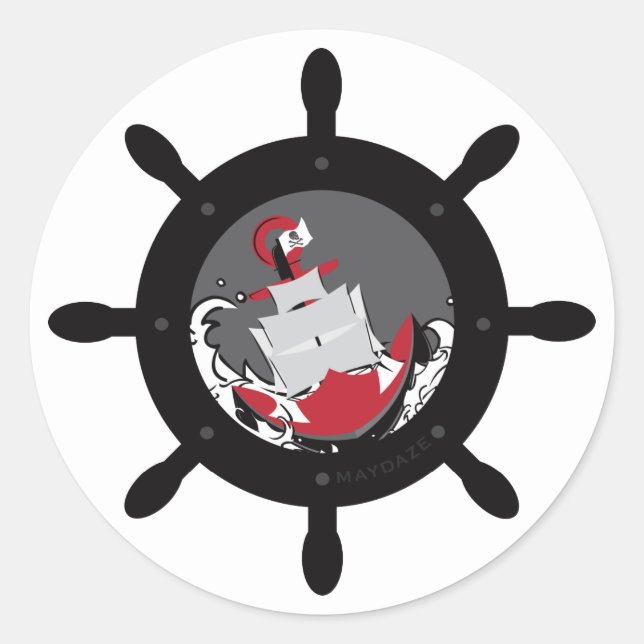 maydaze captain's helm classic round sticker (Front)