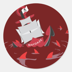 maydaze shark circle classic round sticker