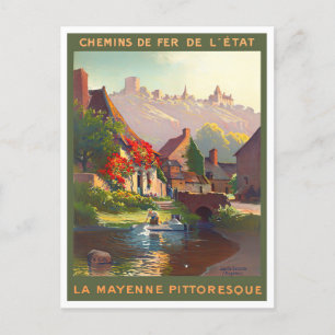 Mayenne France vintage travel Postcard
