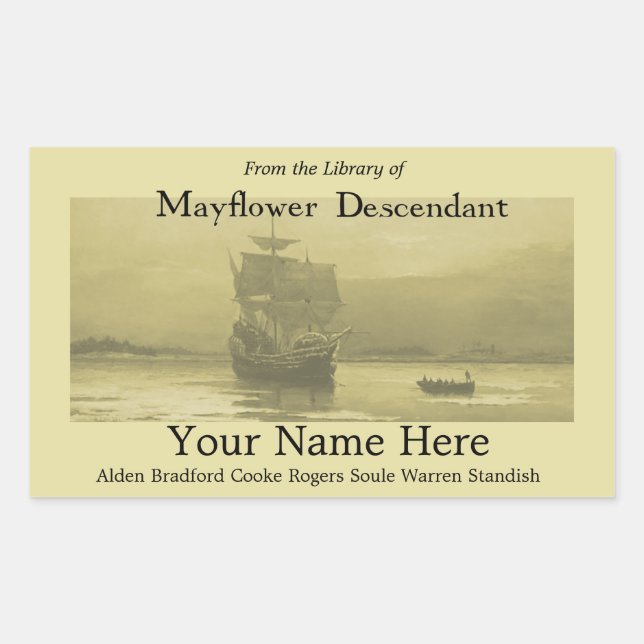 Mayflower Bookplate Rectangular Sticker (Front)